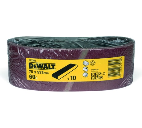 Лента шлифовальная 10 шт. (75х533 мм; К60) DEWALT DT 3302