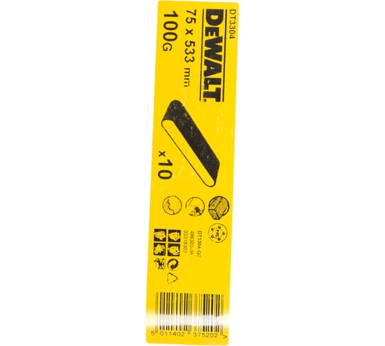 Лента шлифовальная 10 шт. (75х533 мм; К100) DEWALT DT 3304