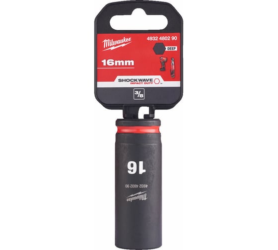 Головка ударная удлиненная ShW 16 мм, 3/8" Milwaukee 4932480290 1