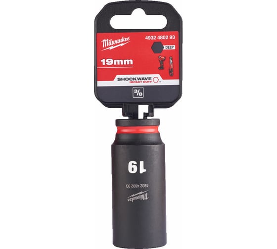 Головка ударная удлиненная ShW 19 мм, 3/8" Milwaukee 4932480293 1