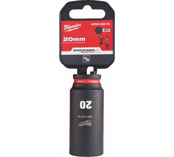 Головка ударная удлиненная ShW 20 мм, 3/8" Milwaukee 4932480294 1