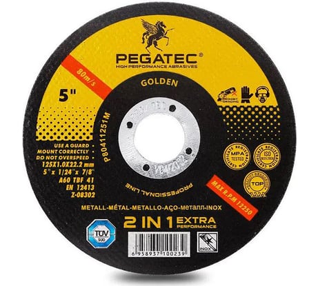 Круг отрезной Т41 125x1x22 мм, 80 м/с Pegatec P80411251IN