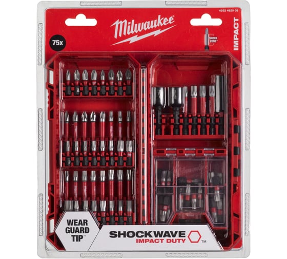 Набор бит SHOCKWAVE 75 предметов Milwaukee 4932492008 1