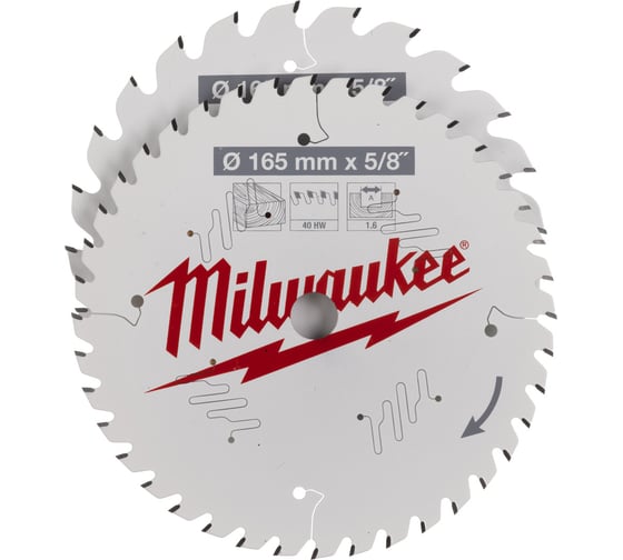 Набор дисков по дереву (165x5/8"; 24 зуба; для быстрого реза; 165x5/8" 40 зубьев; для чистого реза) Milwaukee 4932479837 1