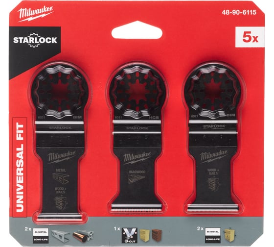 Набор полотен по дереву/металлу 5 шт для мультитула Milwaukee 48906115 1