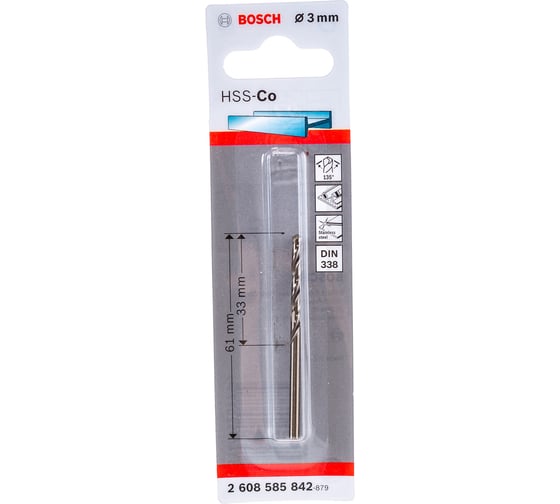 Сверло Standard по металлу (3х33/61 мм; HSS-CO) Bosch 2608585842