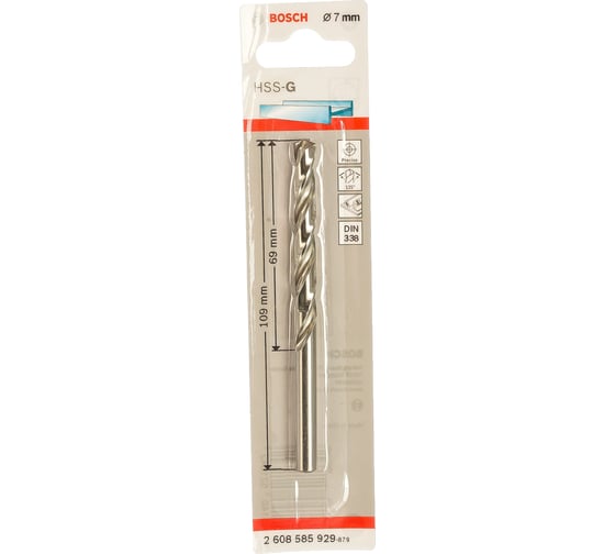 Сверло Standard по металлу (7х69/109 мм; HSS-G) Bosch 2608585929 1