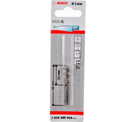 Сверло Standard по металлу 2 шт. (2х24/49 мм; HSS-G) Bosch 2608585908