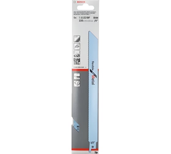 Пилки S1122BF 5 шт. для ножовки (225х19х0,9 мм; BIM) BOSCH 2.608.656.019