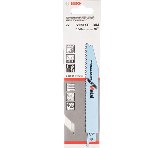 Пилки S123XF 2 шт. для ножовки (150х 19х0,9 мм; BIM) BOSCH 2.608.654.401