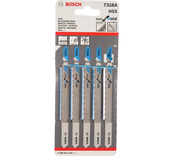 Пилки Т318А 5 шт. для лобзика (106 мм; HSS) BOSCH 2.608.631.319