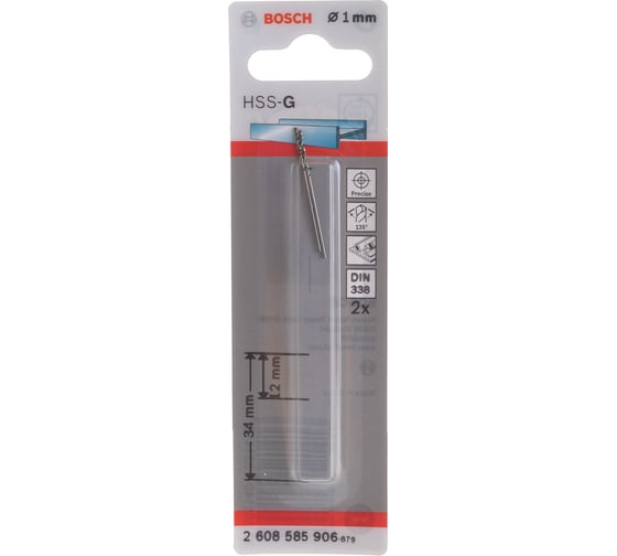 Сверло Standard по металлу 2 шт. (1х12/34 мм; HSS-G) Bosch 2608585906