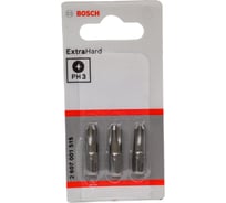 Бита Ph3 3 шт. (25 мм; Extra Hart, хвостовик шестигранный 1/4") Bosch 2607001515