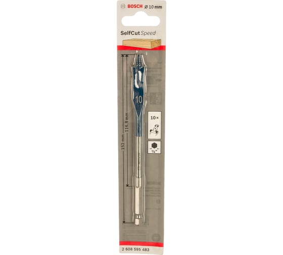 Сверло перовое по дереву (10х152 мм; хвостовик 1/4") Bosch 2608595483