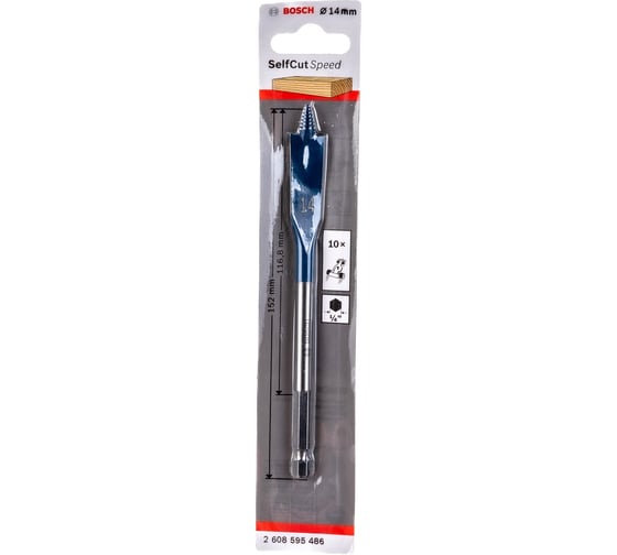 Сверло перовое по дереву (14х152 мм; хвостовик 1/4") Bosch 2608595486