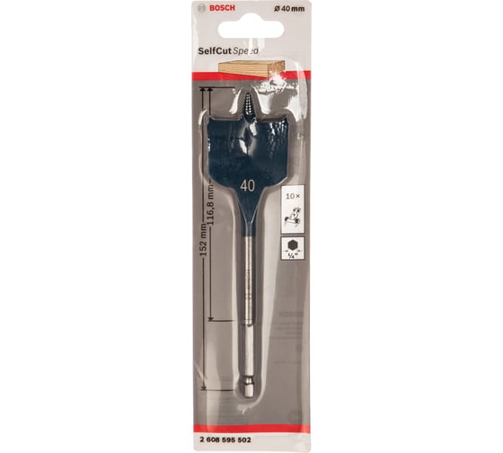 Сверло перовое по дереву (40х152 мм; хвостовик 1/4") Bosch 2608595502