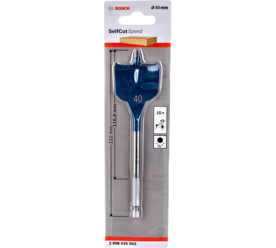 Сверло перовое по дереву (40х152 мм; хвостовик 1/4") Bosch 2608595502