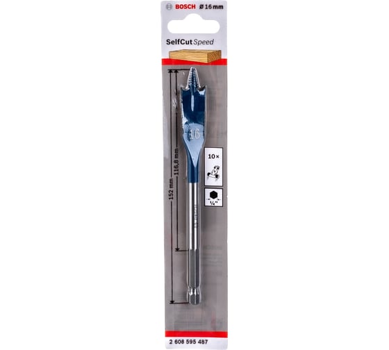 Сверло перовое по дереву (16х152 мм; хвостовик 1/4") Bosch 2608595487