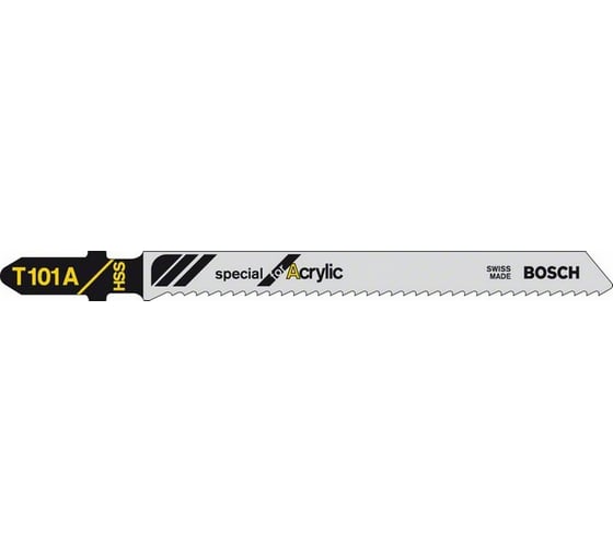 Пилки T101A для лобзика по органическому стеклу 5 шт. (74 мм; HSS) BOSCH 2.608.631.010 1