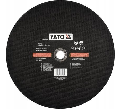 Диск отрезной по металлу 355x3.2x25.4 мм YATO YT-61132