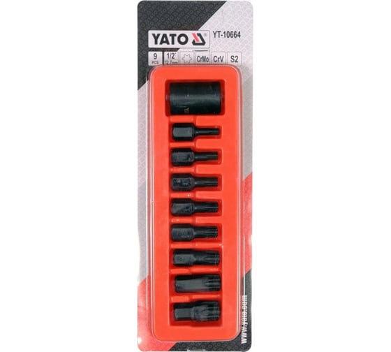 Набор ударных бит TORX 9 предметов, 1/2" YATO YT-10664