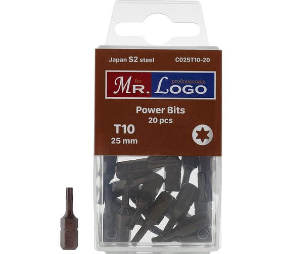 Бита T10, 25 мм, сталь - S2, 20 шт Mr. Logo C025T10-20
