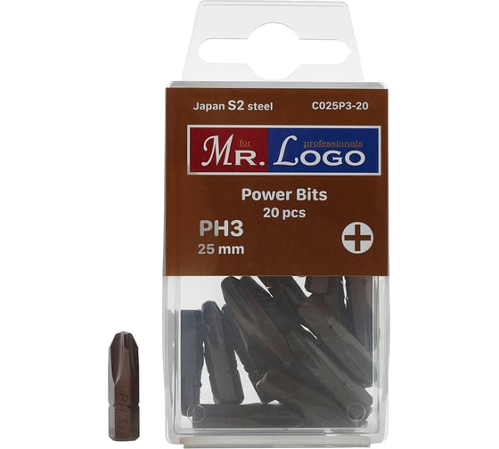 Бита PH3, 25 мм, сталь - S2, 20 шт Mr. Logo C025P3-20