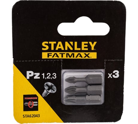 Биты FATMAX TORSION PZ1, 2, 3x25 мм, 3 шт Stanley STA62043-XJ