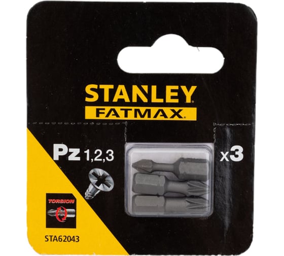 Биты FATMAX TORSION PZ1, 2, 3x25 мм, 3 шт Stanley STA62043-XJ