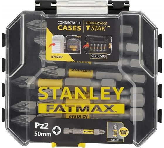 Набор бит FAT MAX 10 шт, PZ2х50 мм Stanley STA88572-XJ