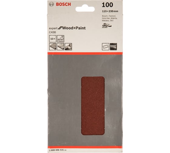 Шлифлист для виброшлифмашин 10 шт. (115х230 мм; К100) Bosch 2608606531