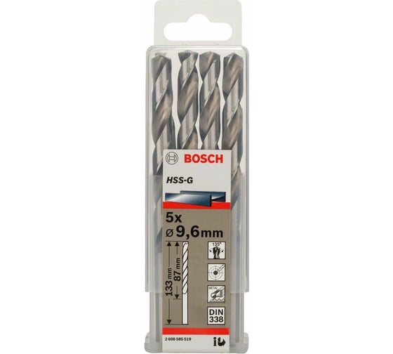 Сверло HSS-G STANDARD (5 шт; 9.6х133 мм; HSS) по металлу Bosch 2608585519