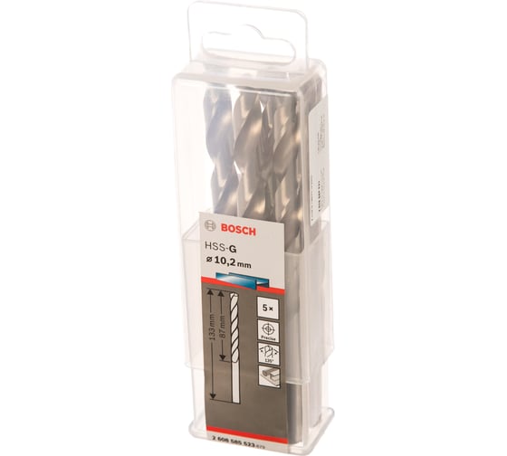Сверло HSS-G Standardline (5 шт; 10.2х133 мм; HSS) по металлу Bosch 2608585523 1