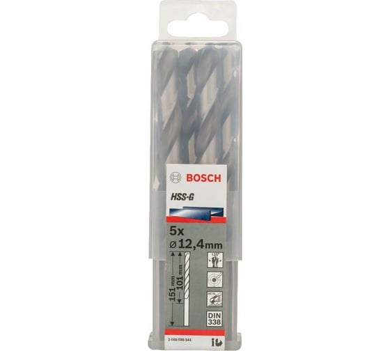 Сверло HSS-G Standard (5 шт; 12.4х151 мм; HSS) по металлу Bosch 2608585541