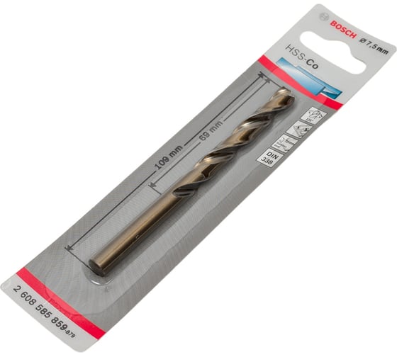 Сверло HSS-Co Standardline (7.5х109 мм; DIN 338) по металлу Bosch 2608585859