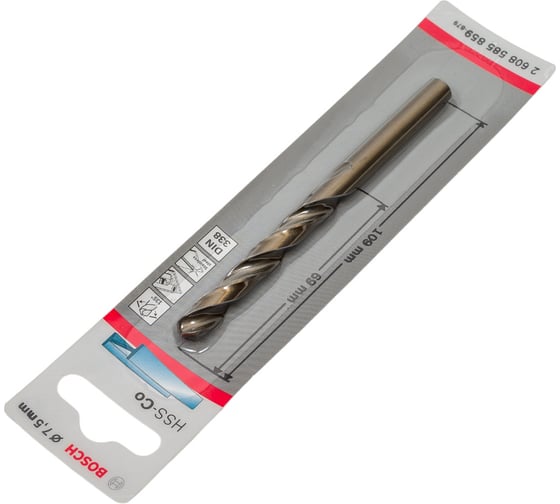 Сверло HSS-Co Standardline (7.5х109 мм; DIN 338) по металлу Bosch 2608585859