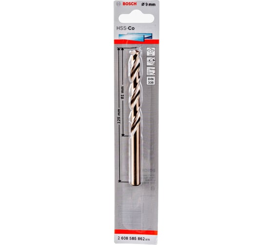 Сверло HSS-Co Standardline (9х125 мм; DIN 338) по металлу Bosch 2608585862