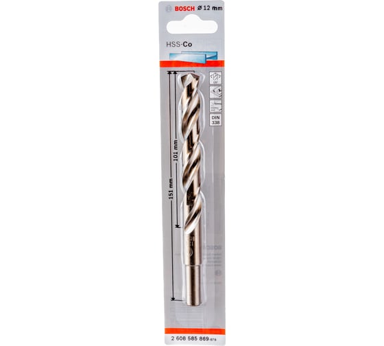 Сверло HSS-Co Standardline (12х151 мм; DIN 338) по металлу Bosch 2608585869