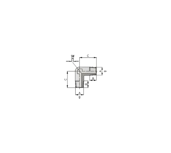 Переходник уголок папа 1/4" - папа 1/4" (блистер) 1255/2 266/2 L-MM 1/4" GAV 593040
