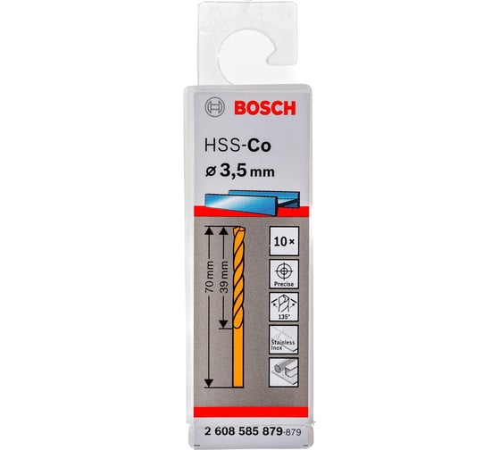Сверло HSS-Co Standardline (10 шт; 3.5х70 мм; DIN 338) по металлу Bosch 2608585879
