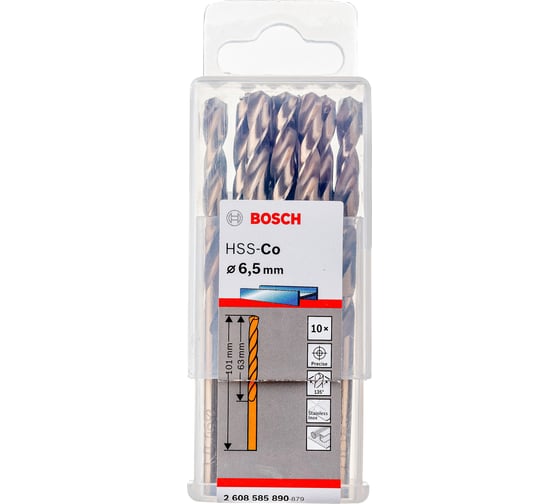 Сверло HSS-Co Standardline (10 шт; 6.5х101 мм; DIN 338) по металлу Bosch 2608585890