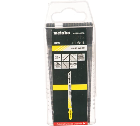 Пилки T101B по дереву Professional 25 шт. (75х2,5 мм; HCS; точный рез) Metabo 623691000