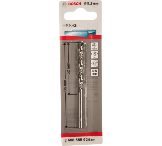 Сверло HSS-G Standardline (5.2х86 мм; HSS) по металлу Bosch 2608585924