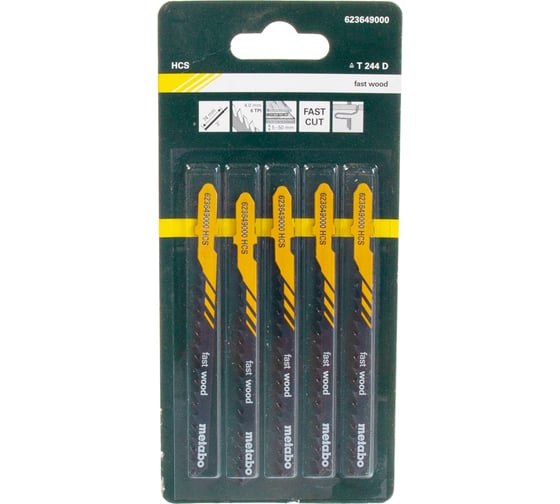 Пилки T244D по дереву Professional 5 шт. (75х4 мм; HCS; быстрый рез) Metabo 623649000
