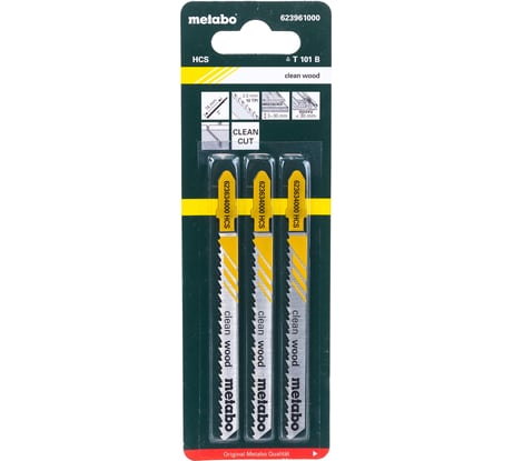 Пилки T101B по дереву Professional 3 шт. (75х2,5 мм; HCS; точный рез) Metabo 623961000