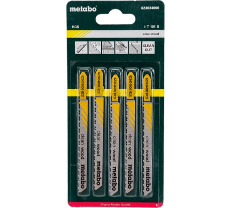 Пилки T101B по дереву Professional 5 шт. (75х2,5 мм; HCS; точный рез) Metabo 623634000