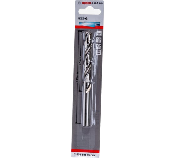 Сверло HSS-G Standardline (10.5х133 мм; HSS) по металлу Bosch 2608585937