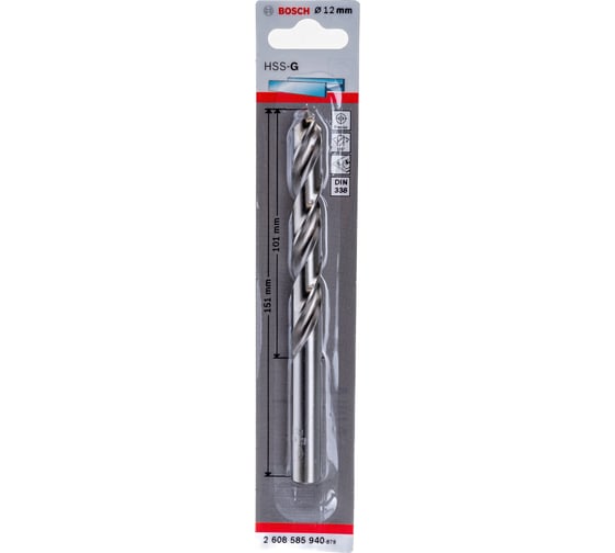 Сверло HSS-G Standardline (12х151 мм; HSS) по металлу Bosch 2608585940