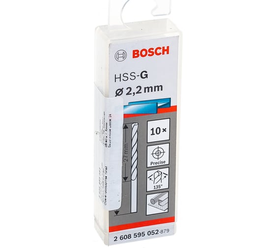 Сверло HSS-G Standardline (10 шт; 2.2х53 мм; HSS) по металлу Bosch 2608595052 1
