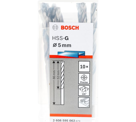 Сверло HSS-G Standardline (10 шт; 5х86 мм; HSS) по металлу Bosch 2608595062